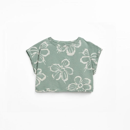 T-shirt de algodão orgânico e algodão reciclado com estampado de flores - Play Up