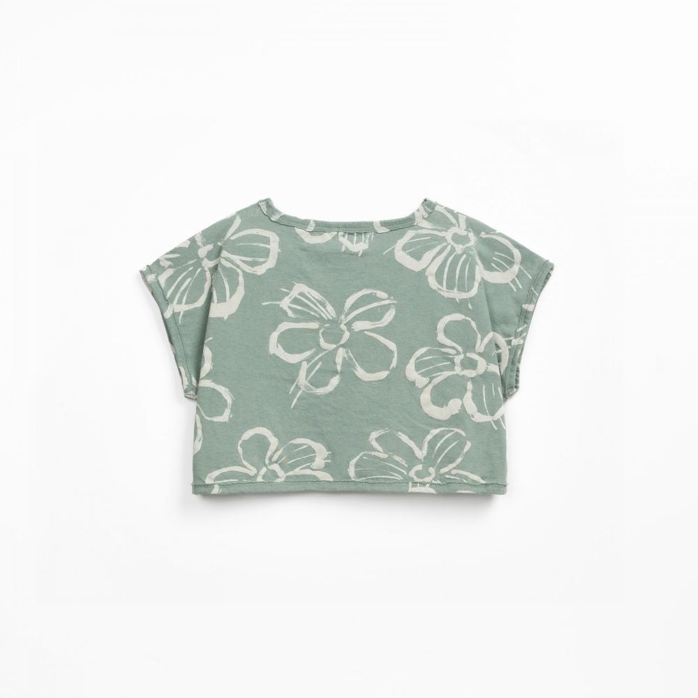T-shirt de algodão orgânico e algodão reciclado com estampado de flores - Play Up