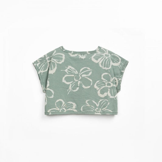 T-shirt de algodão orgânico e algodão reciclado com estampado de flores - Play Up