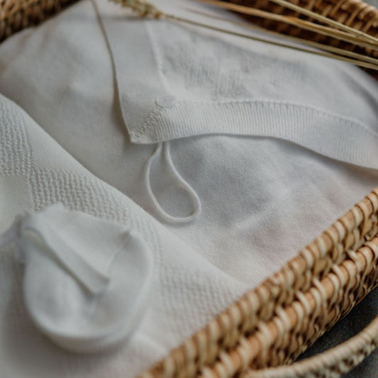 Saco porta roupa tricotado em algodão orgânico | BABY LOVE - Wedoble