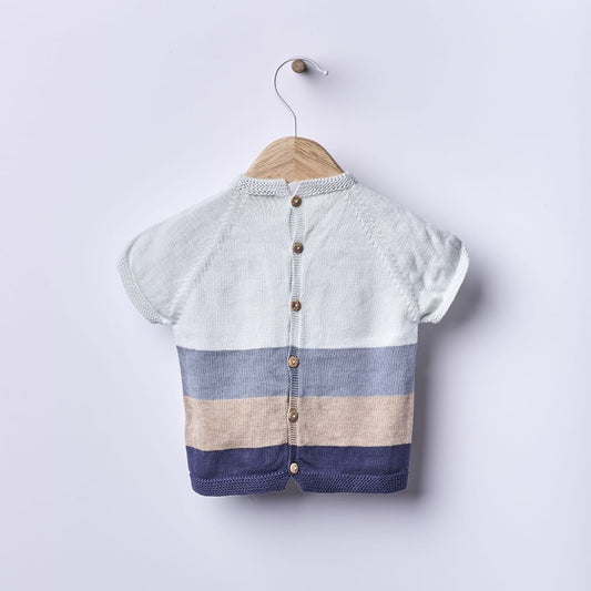 Camisola de manga curta tricotada em algodão | SEA BREEZE - Wedoble