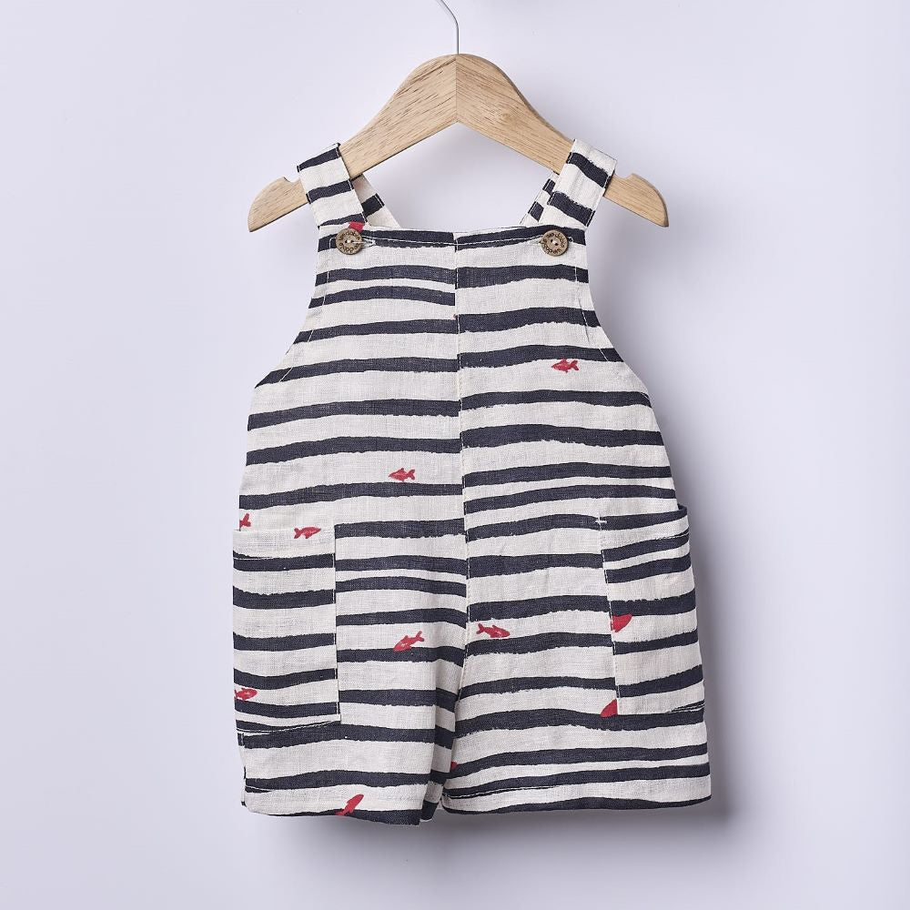 Jardineiras curtas de linho | NAVY CODE - Wedoble