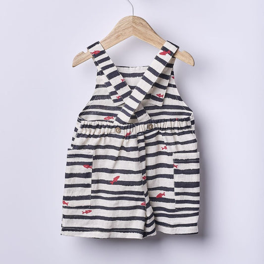 Jardineiras curtas de linho | NAVY CODE - Wedoble