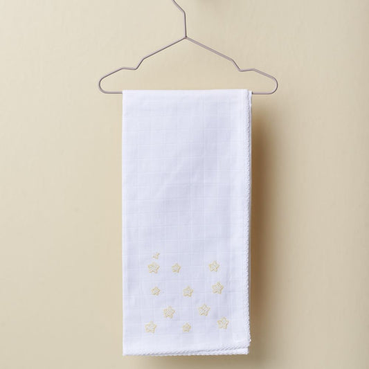 Fralda de pano bordada com pequenas estrelinhas | BOUNDLESS LOVE - Wedoble