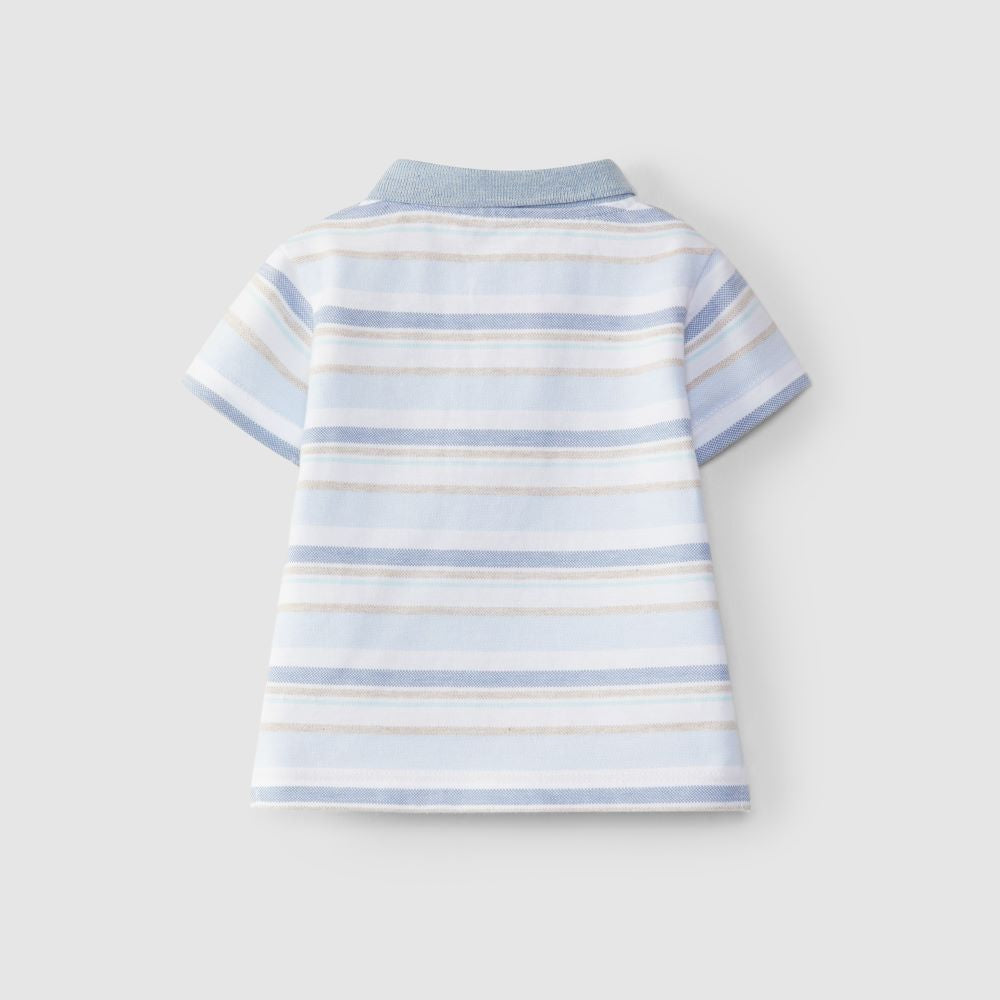 Polo riscas em piqué - Laranjinha