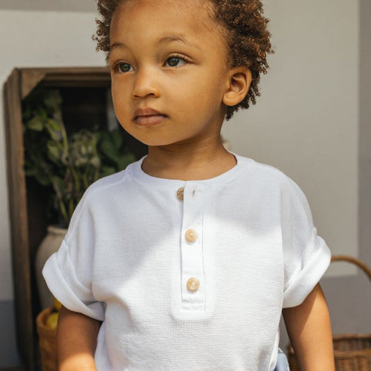 T-shirt en tricot gaufré - Laranjinha