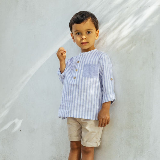 Chemise rayée avec poche - Laranjinha