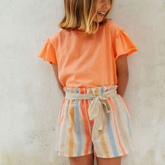 T-shirt à manches volantées - Orange