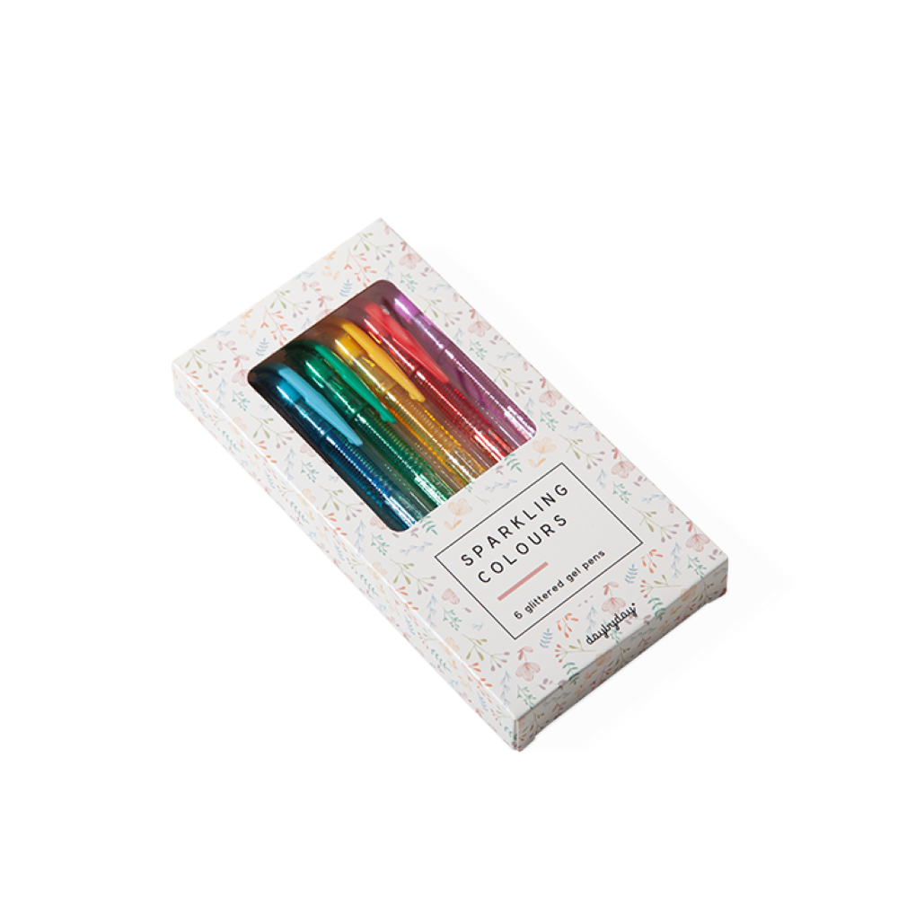 Lot de 6 stylos gel pailletés - Daybyday