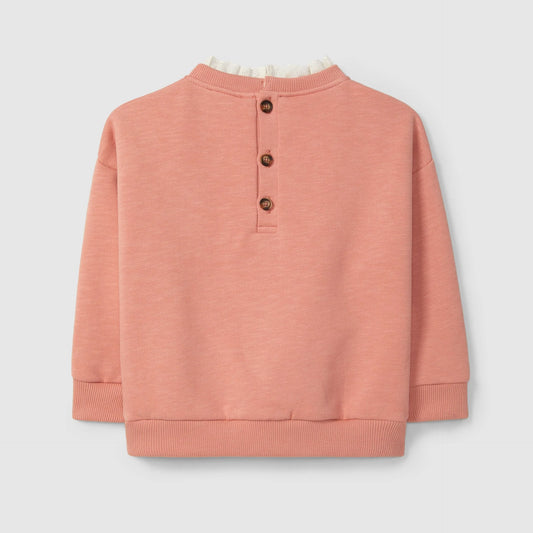 Sweatshirt flor e detalhe de bordado inglês - Laranjinha