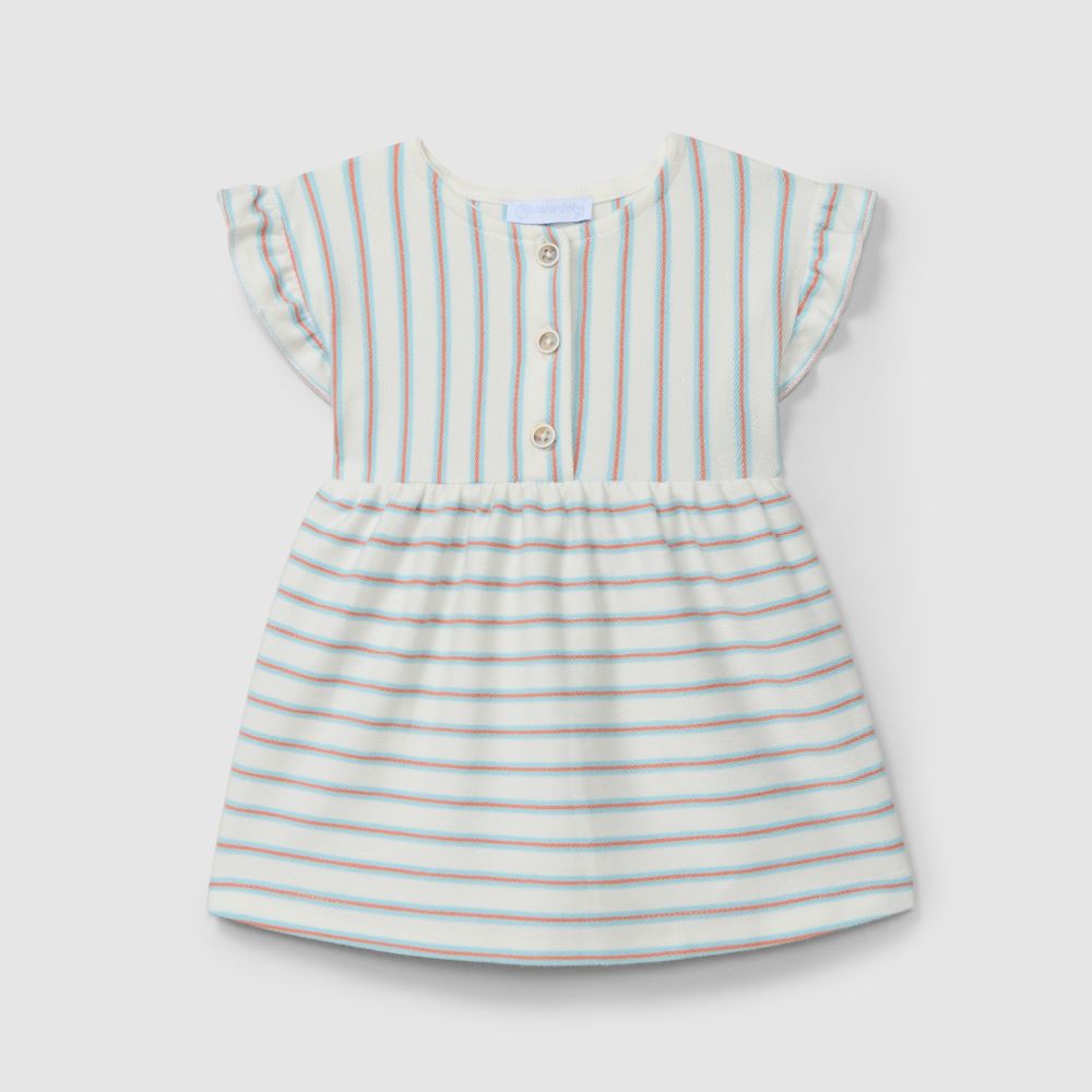 Vestido em felpa de riscas multicolor - Laranjinha
