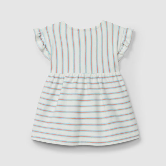 Vestido em felpa de riscas multicolor - Laranjinha