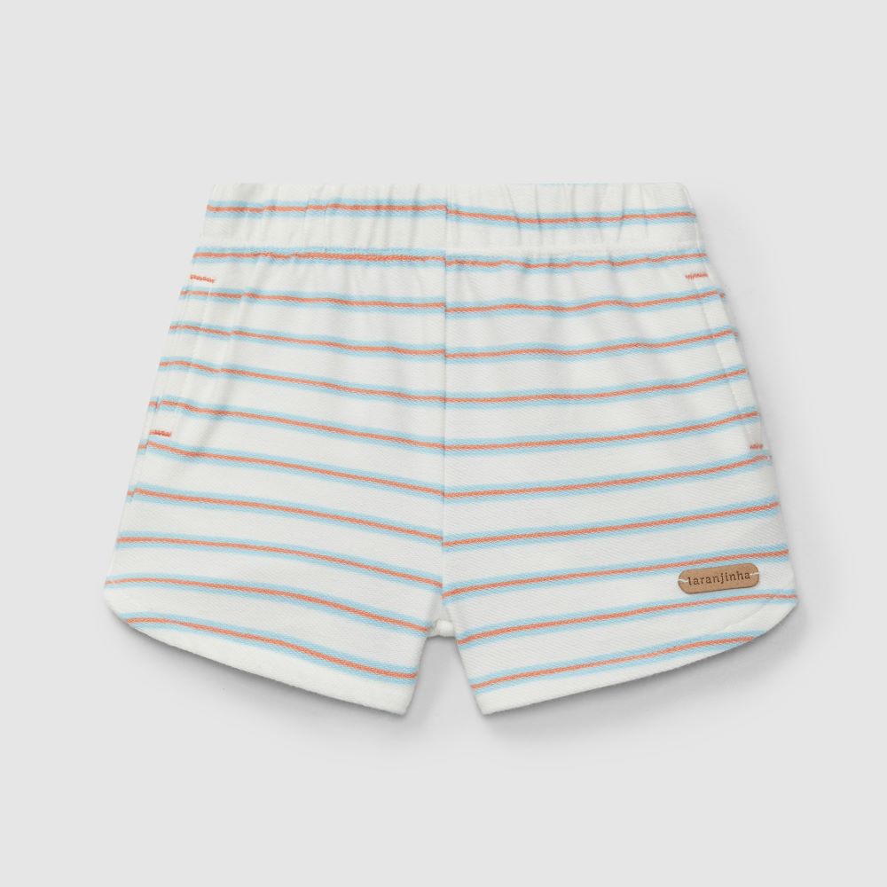 Calções pull-up em felpa de riscas multicolor - Laranjinha