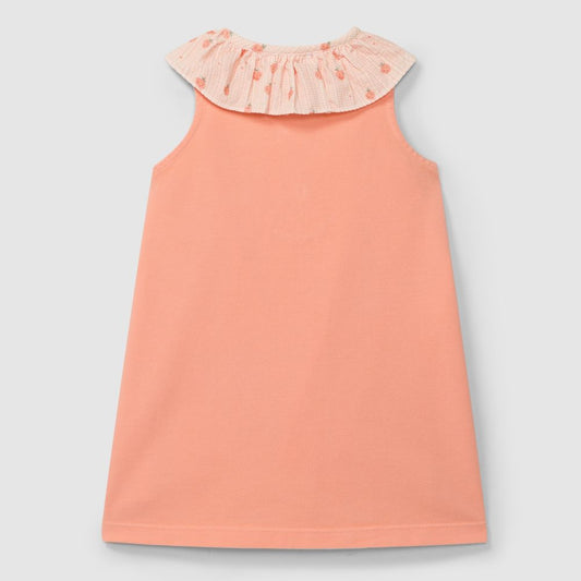 Vestido piqué com gola de folho estampada - Laranjinha