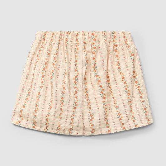 Calções pull-up micro-vichy e flores - Laranjinha