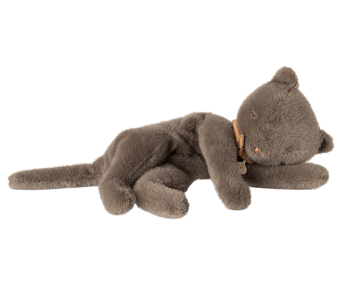Sleeping kitten plush, Medium Grey - Maileg