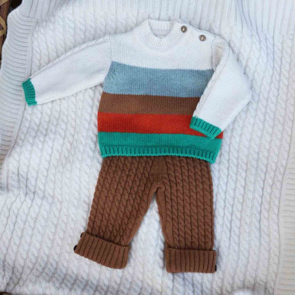 Calças tricotadas com efeito trança | LOVING WINTER - Wedoble