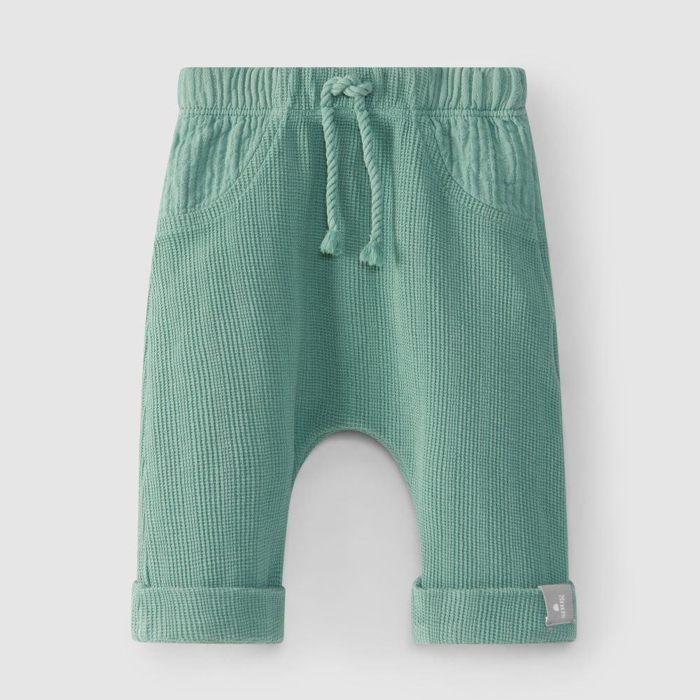 Waffle knit pull-up pants - Snug