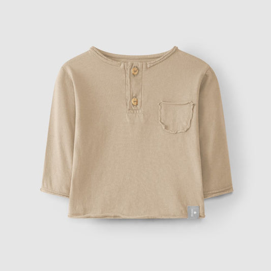 T-shirt uni à manches longues avec poche - Snug