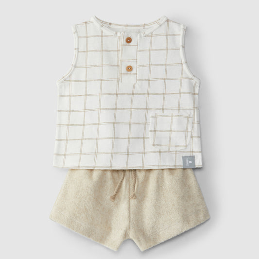 Checkered singlet and terry shorts set - Snug