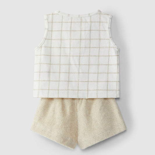 Checkered singlet and terry shorts set - Snug