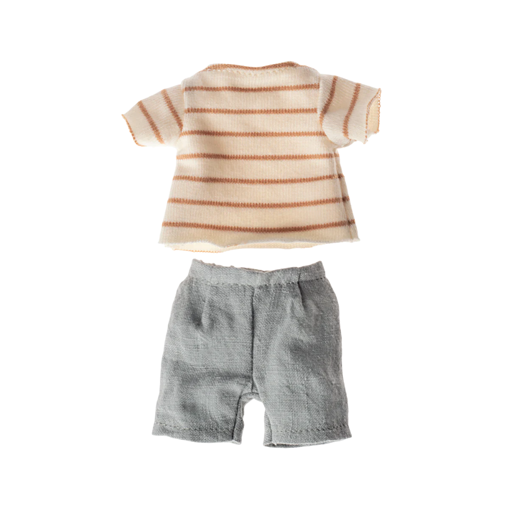 Coelhinho de Pano com Camisola às Riscas e Calção Chocolate Brown Size 1 - Maileg