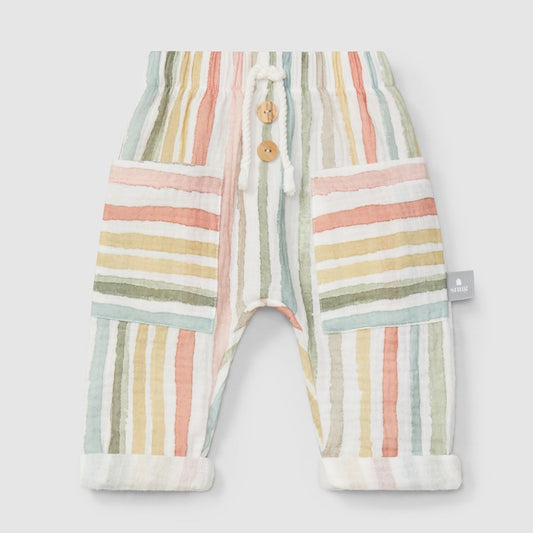 Calças pull-up riscas multicolor - Snug