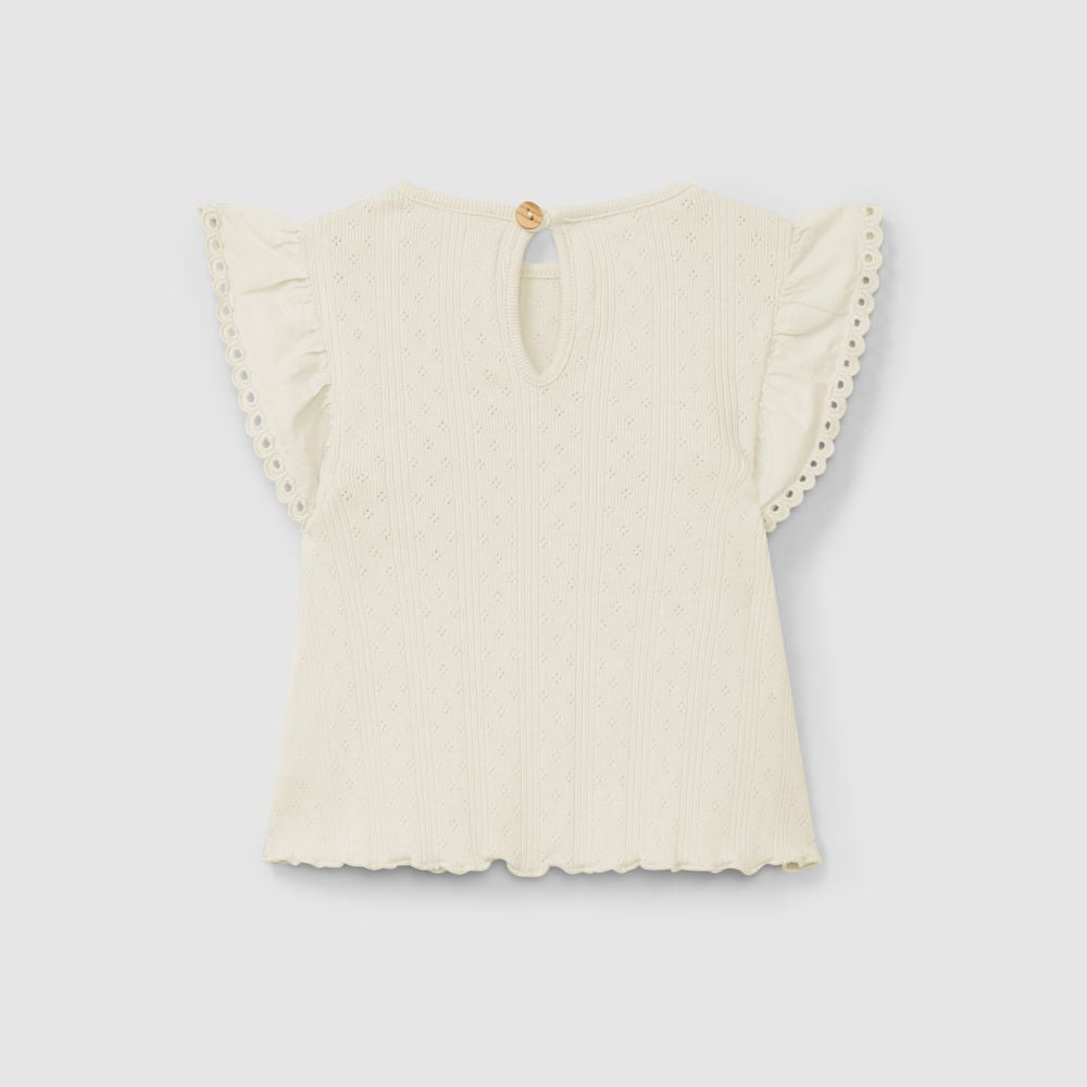 Top ajour com mangas de folho bordado inglês - Snug