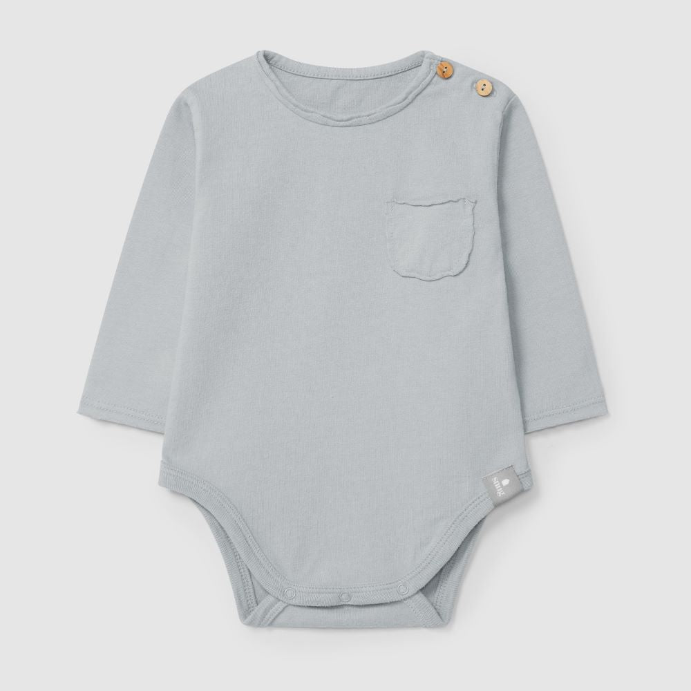 Body sem gola com bolso em algodão orgânico Azul - Snug