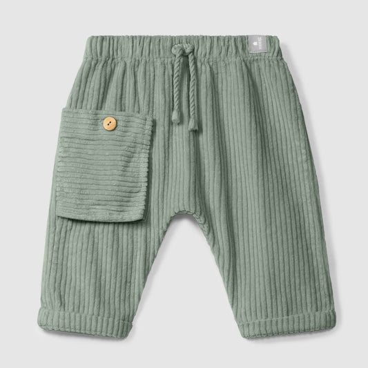 Calças pull-up em veludo canelado com bolso verde - Snug