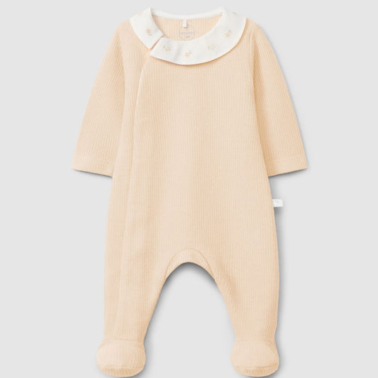 Babygrow algodão orgânico com detalhe bordado na gola - Laranjinha