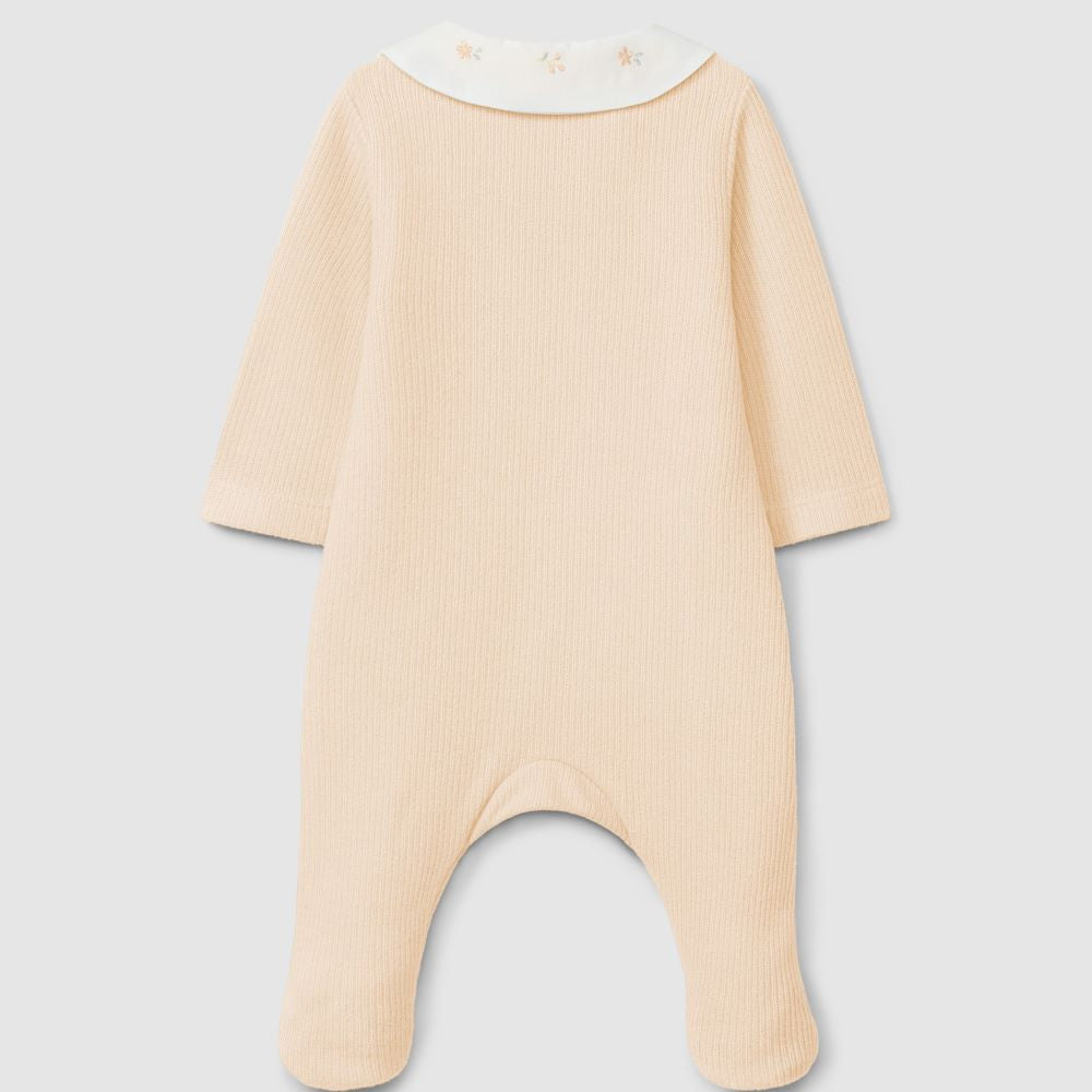 Babygrow algodão orgânico com detalhe bordado na gola - Laranjinha
