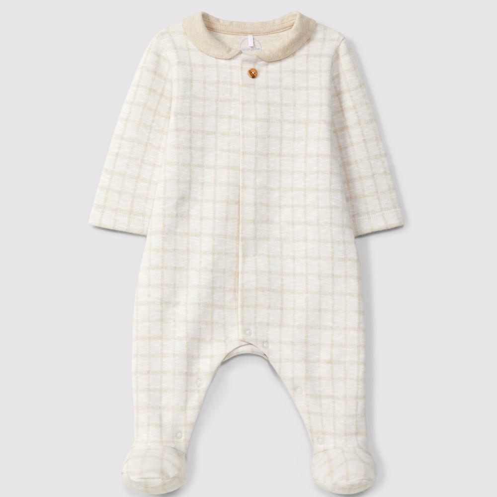 Babygrow em malha jacquard com detalhe de bordado na gola - Laranjinha
