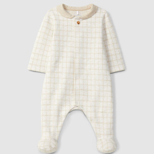 Babygrow em malha jacquard com detalhe de bordado na gola - Laranjinha