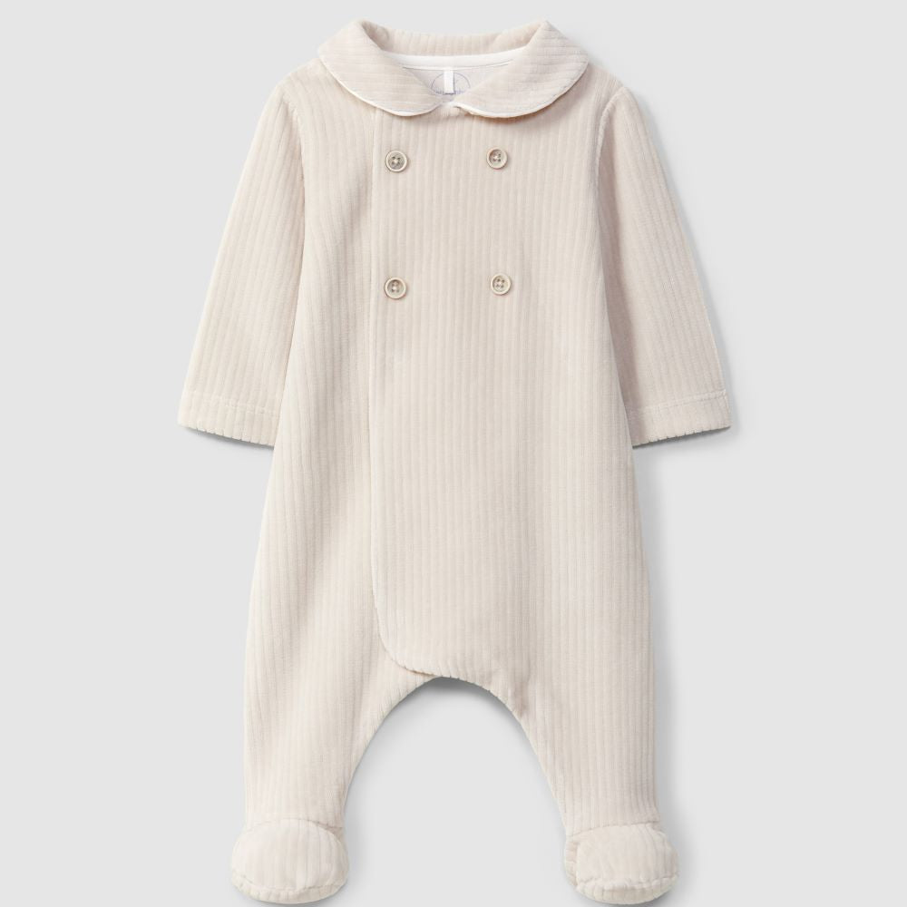 Babygrow em veludo canelado com botões decorativos - Laranjinha