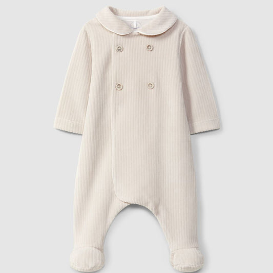 Babygrow em veludo canelado com botões decorativos - Laranjinha