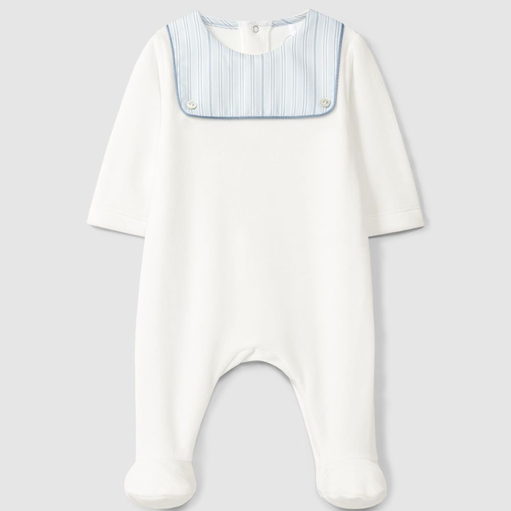 Babygrow em veludo com detalhe em tecido estampado - Laranjinha