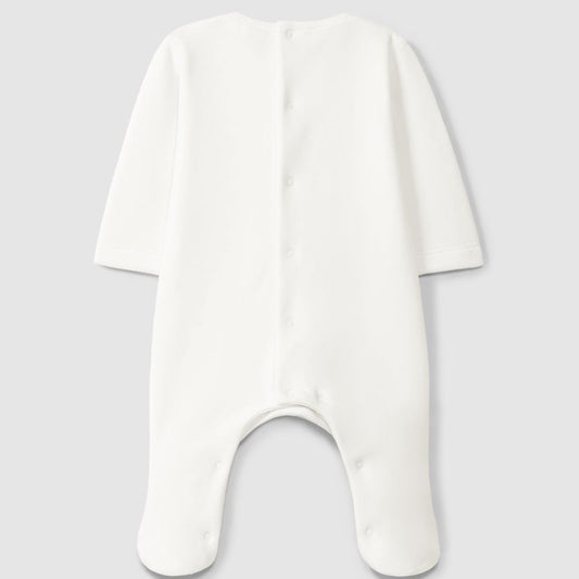 Babygrow em veludo com detalhe em tecido estampado - Laranjinha