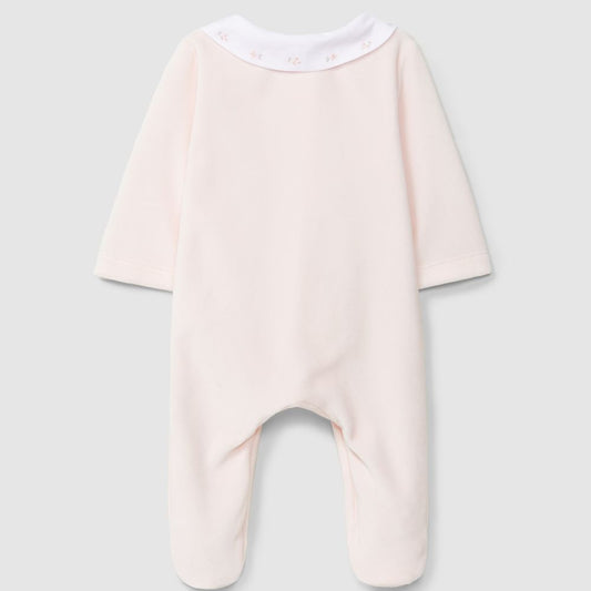 Babygrow em veludo gola com bordado flores delicadas - Laranjinha