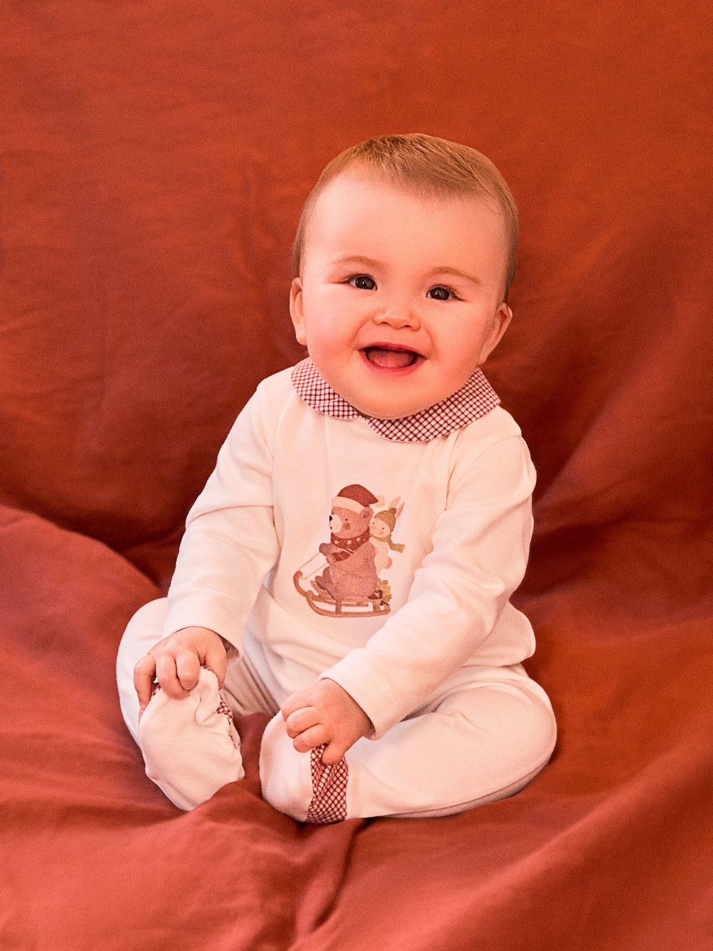 Babygrow urso e coelho no trenó - Laranjinha