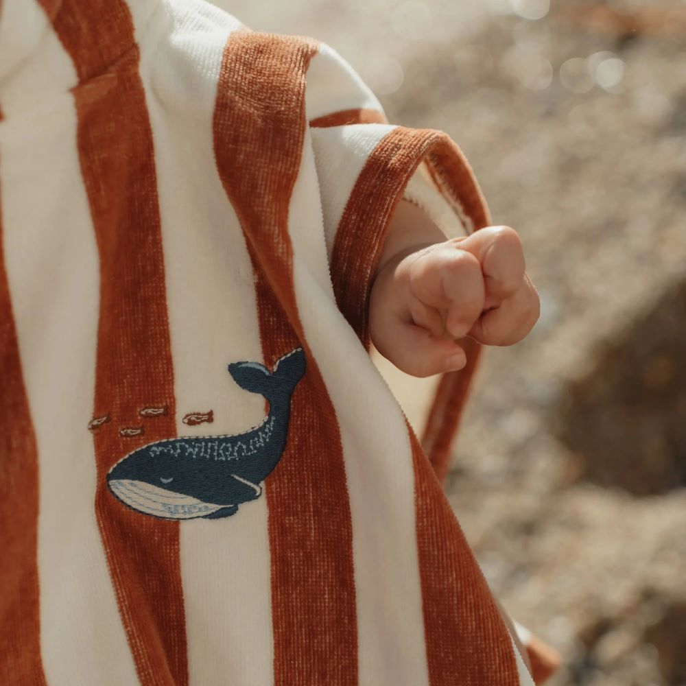 Poncho de Praia Ocean World Brown Stripe - Little Dutch