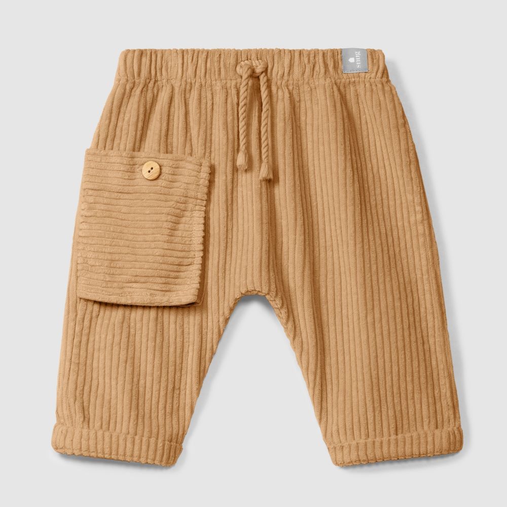 Calças pull-up em veludo canelado com bolso amêndoa - snug