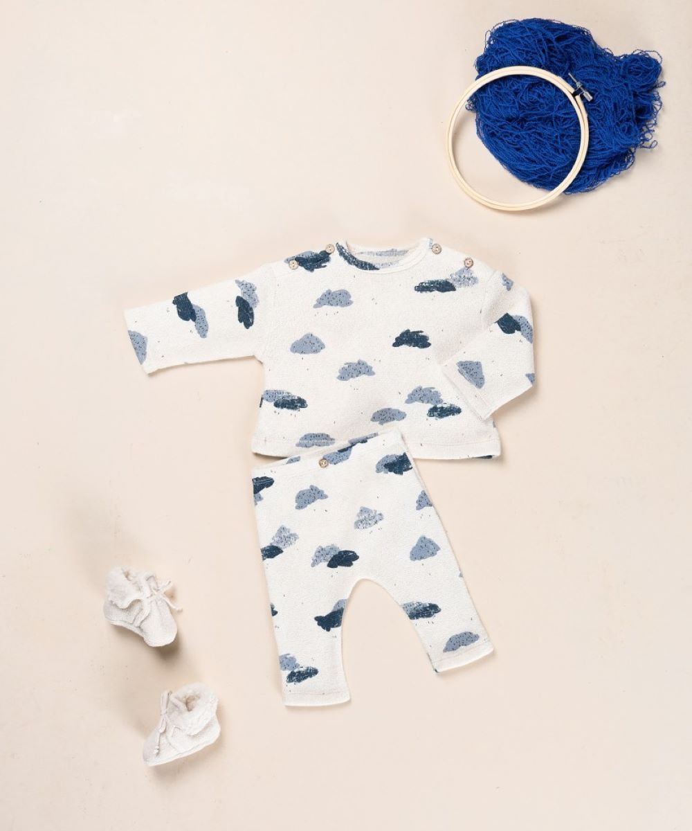 Conjunto de malha com estampado de nuvens - Play Up