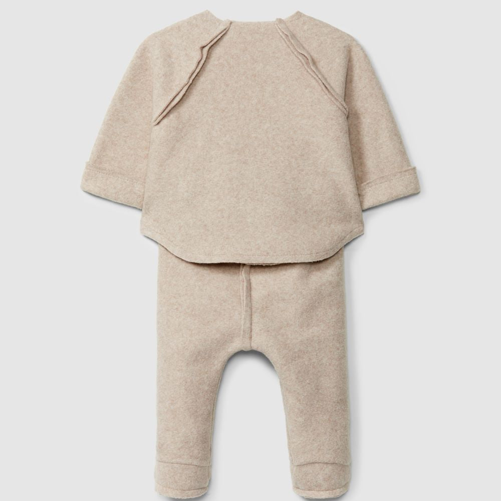 Conjunto de duas peças em malha polar de algodão orgânico bege -Snug