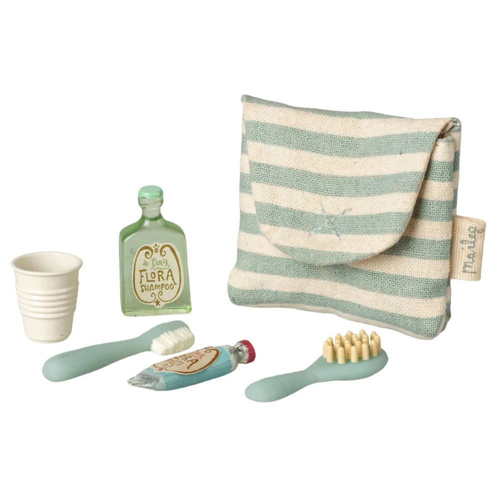 Conjunto de Higiene em Bolsa para Ratinhos Blue Stripe - Maileg