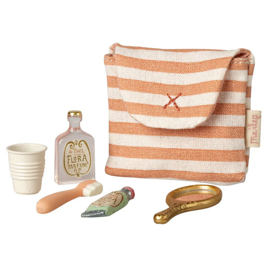 Conjunto de escova de dentes em bolsa Rato Coral Stripe - Maileg