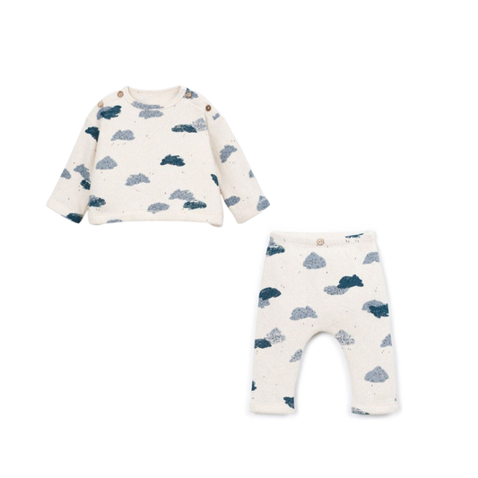 Conjunto de malha com estampado de nuvens - Play Up