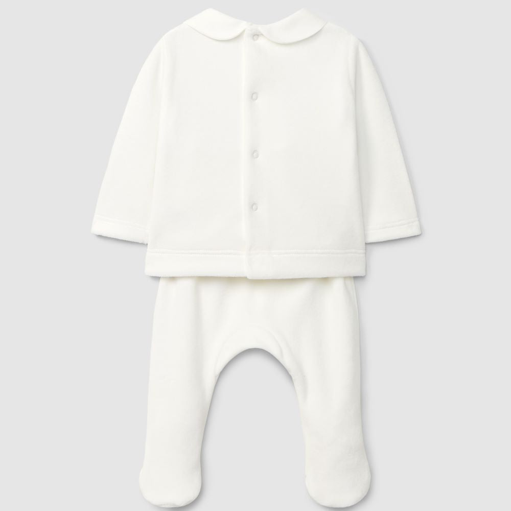 Fato de duas peças detalhe de smocks azul - Laranjinha