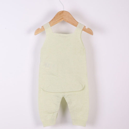 Jardineiras tricotadas em lã merino e caxemira Verde| LITTLE LOVE - Wedoble