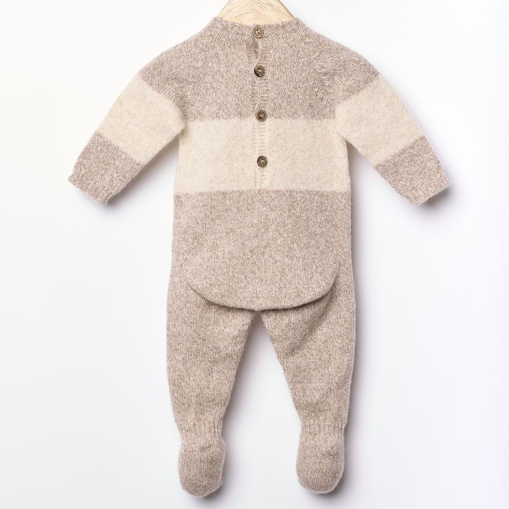 Babygrow com ursinho tricotado em lã merino | LITTLE TEDDY BEAR - Wedoble